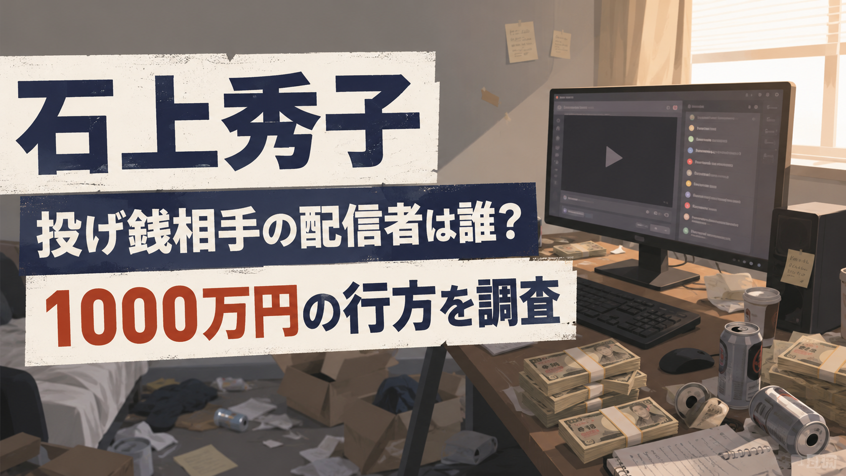 【石上秀子】投げ銭相手は特定された？配信者の名前や1000万円の行方を調査